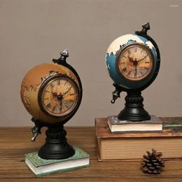 Table Clocks Multi-functional Personality Decorative Retro Resin Globe Shape Piggy Bank Ornament Desk Clock For Bedroom