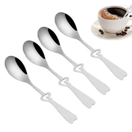 Spoons Coffee Mixing Spoon Heart Shape Dessert 4pcs Cute Tableware Tool For Tea Salad And