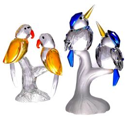 Miniatures Elegant Glass Animal Bird Figurines Paperweight Crystal Craft Miniature Figurine Xmas Gifts Home Wedding Decor