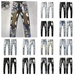 Jeans da uomo pruple Uomo Ksubi Jeans Street Trend Catena con cerniera True Jeans Decorazione Strappati Strappi Stretch Nero Motocicletta Jeans denim veri jeans