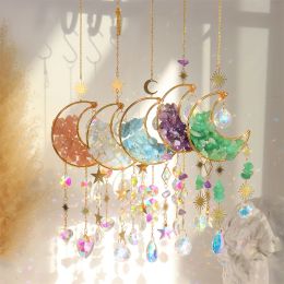 Suncatchers Moon Suncatcher Crystal Prism Stained Glass Ball Sun Catchers Rainbow Maker Home Window Moon Decor Light Catcher Crystal Gift