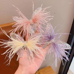 Hair Accessories Children Korean Colorful Boutique Feather Butterfly Clip Fairy Beauty Princess Girl Headdress Side Card