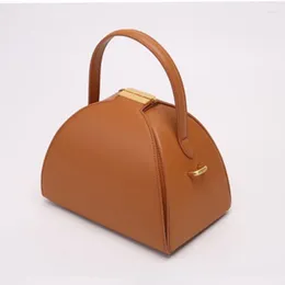 Bag Vintage Small Women Bucket For Handbags Genuine Leather Shoulder Bags Girls Side Open Messenger Crossbody Hand