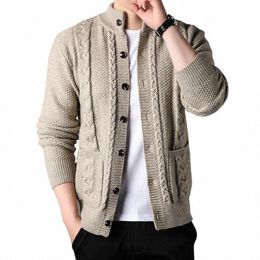 maglione cardigan manica Lg da uomo di lusso classico plaid lavorato a maglia Fi giacca in maglia Cappotto F5vU #