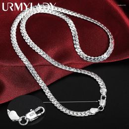 Pendants URMYLADY Fine 925 Sterling Silver 5mm Sideways Necklace 45-60cm Chain For Woman Men Fashion Wedding Engagement Jewelry