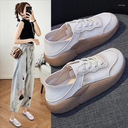 Casual Shoes Women Cowhide Mesh Fabric Loafers Moccasins Sneakers Zapatos Mujer Flat Vulcanised