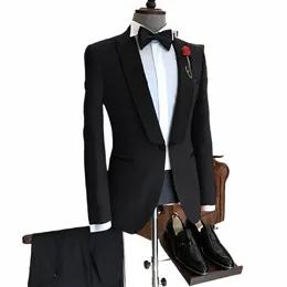 classic Men's Wedding Tuxedo 2 Piece Set Black Jacket Pants Tie Elegant Men's Suit Customised XS-5XL I4TL#