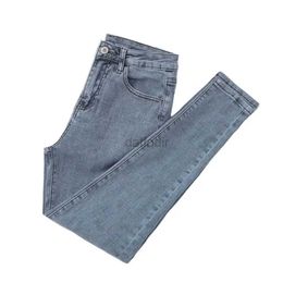 Женские джинсы, новые джинсы с высокой посадкой Vintag, простые однотонные модные узкие брюки-карандаш, универсальные узкие эластичные женские джинсовые брюки 24328
