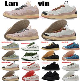 Free Shipping Luxury Curb Suede Chunky Shoes Meteor Sneakers Designer Man Woman Leather Trainers Black Blue Light Blue Gum Pale Pink White Ivory Multi Red Casual Shoe