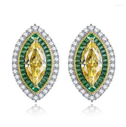 Stud Earrings S925 Silver Ear 6 13 Yellow Diamond Horse Eye Fashion Versatile Earring Jewellery