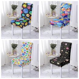 Chair Covers Planet Pattern For Dining Room Slipcover Elastic Cover High Back Banquet Wedding Case 1/2/4/6PCS