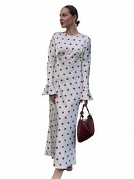 julissa MO Women's 2023 Autumn O-Neck Lg Sleeve Floral Print Satin Bodyc Maxi Dr For Ladies Elegant Slim Evening Dr f0A7#
