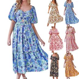 Casual Dresses Personality Vintage Printed Short Sleeved Dress Simple And Delicate A Women Womens Rayon Juniors
