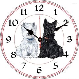 Wall Clocks Pet Dogs Clock Round Silent Mounted Carfts Art Decor For Home Bedroom Living Room Office Decoration