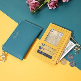 Card Holders 11 Kinds Solid Colour Slim Holder Wallet Keychain With Zipper Coin Pocket For Women Luxury Designer High Quality Porte257R