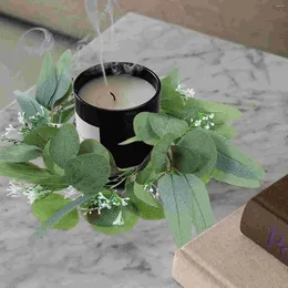 Decorative Flowers Simulated Garland Candle Ring Eucalyptus Flower Wedding Centrepieces For Tables