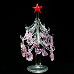 Miniatures Glass christmas tree Pink angel, rose, bow, flamingo, butterfly, foot, heart, shell, marble ball, flower Xmas decor accessories