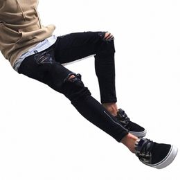 Pantaloni da uomo Pantaloni High Street Moto Lg Jeans Leggero stretch Slim Fit Jeans a gamba piccola Tinta unita Vacanza quotidiana V874 #