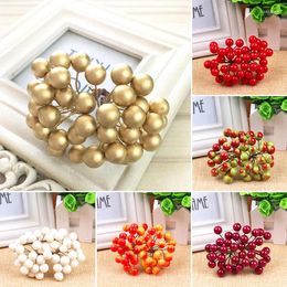 Decorative Flowers 5pcs Artificial Berries 40 Heads Bouquet Fake Plants Foam Flower Garland Accessories Christmas Wedding Table Arrangment