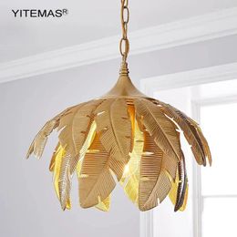 Chandeliers Gold Leaves Chandelier Bedroom Lighting Small Suspension Pendant For Kitchen Island Hallway Entryway Lamp E27 Socket
