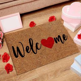 Carpets 1PCS Valentine's Day Welcome Doormats Home Decor Carpet Living Room Christmas Door Mat Outdoor Entrance 2024