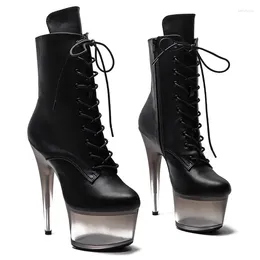 Dance Shoes LAIJIANJINXIA 17CM/7inches PU Upper Modern Pole High Heel Platform Sexy Nightclub Women's Ankle Boots 185