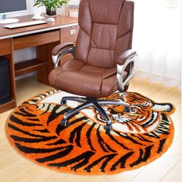 Carpets Round Tiger Tufting Carpet Soft Plush Living Room Bedside Decor Area Rug Sofa Office Chair Bathroom Floor Mat Drop