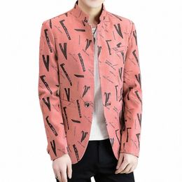 chinese Style Stand Collar Men Blazers Jacket Fi Slim Fit Casual Busin Suit Jacket Mens Streetwear Social Blazer 2023 J7P9#
