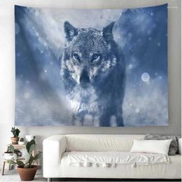 Tapestries Animals Grey Wolf Tapestry Wall Hanging Backdrop Hippie Carpets Polyester Bedspread Large Table Cloth