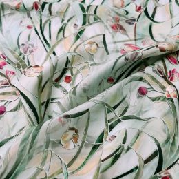 Fabric 1 Metre X 1.4 Metre Mint Green Floral Viscose Fabric Soft Rayon Sewing Material