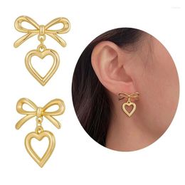 Dangle Earrings Sweet Cool Fashion Heart Bowknot Pendant Temperament Drop Punk Woman Jewelry