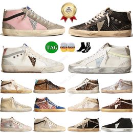 New Golden Designer Stars Sneakers Casual Shoes With Signature On Ankle Loafers Silver Glitter Classic White Do-old Dirty Mid Lace-Up Women Man Vintage Platform