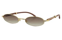 Whole 18K Gold Vintage Wood Sunglasses Fashion Metal frames real Wooden For men Glasses 7550178 oval Size57 or 558089848