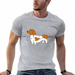 red Piebald dachshund weenie dog sticker T-Shirt vintage clothes sweat shirts plain black t shirts men K86u#