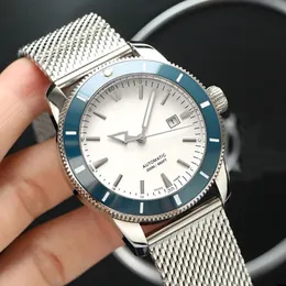 U1 Top AAA Bretiling Super-Ocean Heritage Rotating Bezel Watch Automatic Mechanical Rubber Band Watches Full Working Stainless Steel Sapphire Glass Wristwatch