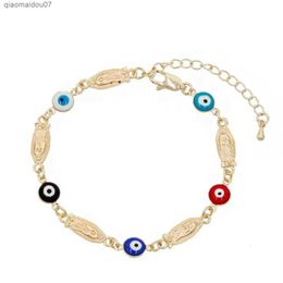 Anklets Ruixi Jewelrys New Hot Selling Fashion Bracelet Devils Eye Virgin Mary Suitable for Girls Christmas Banquet GiftL2403