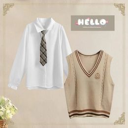 Jk School Uniform for Girls Japanese Style Sweater Autumn and Winter Cotton Knitted Cardigan Multicolor COs Wear 240325