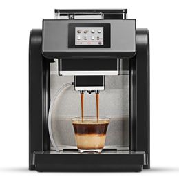 McIlpoog ES317 W pełni automatyczny maszyna do espresso, przedział mleka, wbudowany młynek, intuicyjny wyświetlacz dotykowy, 7 odmian kawy do domu, biura i innych