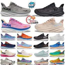 men women running shoes clifton 9 bondi 8 mens outdoor sneakers triple black white Harbour Mist olive haze shifting sand womens sport trainers