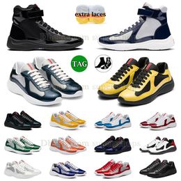 Luxo America Cup Treinadores Prad Caminhadas Sapato Prads Sapatos Casuais Running Shoe Macio Malha Costura Runner Patent Malha Pano Couro Genuíno Praaddas Dhgates Sneakers