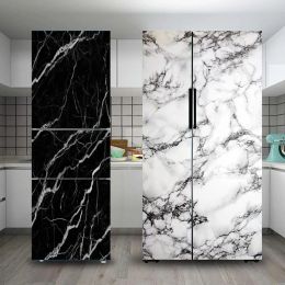 Stickers Kitchen Sticker Fridge Stickers Marble 3D Refrigerator Wallpaper Black Line White Freezer Vinyl Film Door Cover Decor Decal Art