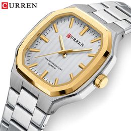 Curren Karien 8458 Creative Fashion Steel Band Rectangular Business Men's Quartz Watch