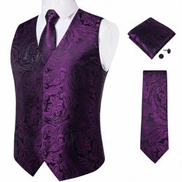 men's Suit Vest Neck Tie Set Wedding Dr Paisley Silk Waistcoat Men Clothing Gilet Homme Sleevel Formal Busin Jacket p107#
