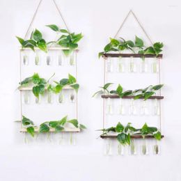 Vases Unique And Eye-catching Glass Planter Plant Vase With Wooden Stand Stunning Wall Hanging Decoration