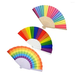 Decorative Figurines 3 Pcs Fan Rainbow Elegant Folding Large Fans Hand Japanese Rave Po Prop Handheld Plastic