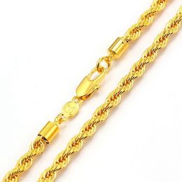 knot chain solid rope necklace 18k Yellow Gold Filled Mens Collar Necklace 18 inches300v