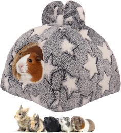 ZOUPGMRHS Guinea Pig Bed Rabbit Hideout Warm Fleece Cuddle Cup Washable Winter Sleeping House for Small Pet/Ferret/Chinchilla/Bunny