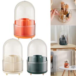 Storage Boxes Makeup Brush Holder Organizer 360 Degree Rotating With Dustproof Lid Plastic Holdewith 7 Slots