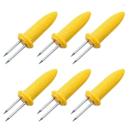 Tools 6 Pieces Of Corn Rack On The Cob Stainless Steel Fork Skewers With Silicone Handle