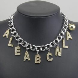 2022 European American full diamond letter pendant necklace niche design thick hip-hop men and women couples collarbone chain high281D